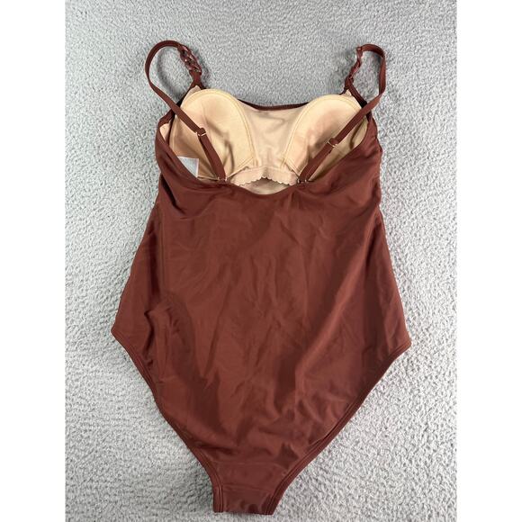 Kona Sol Swimsuit Women Large Brown Padded Accent One Piece Medium Coverage NWOT - Picture 7 of 11